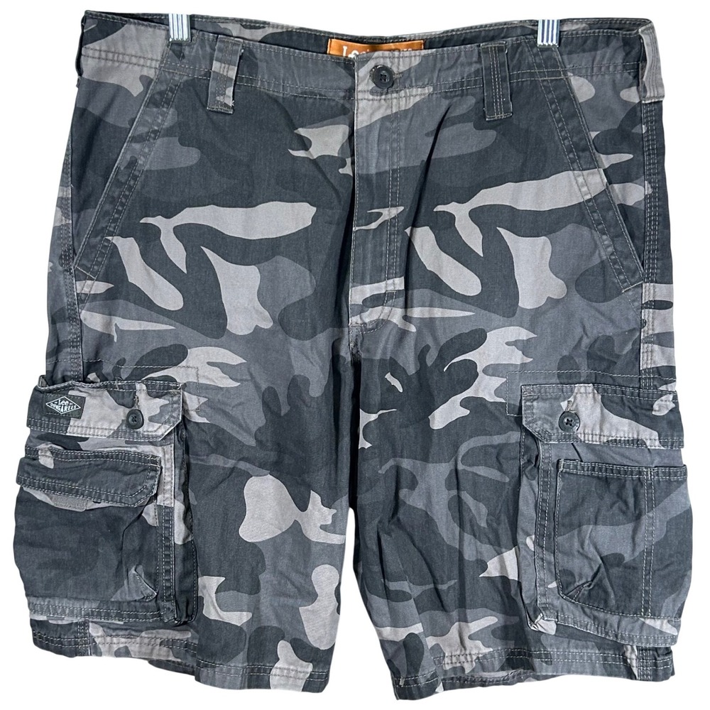 Lee Dungarees Mens Grey Camo Cargo Shorts 100% Cotton Size 36
